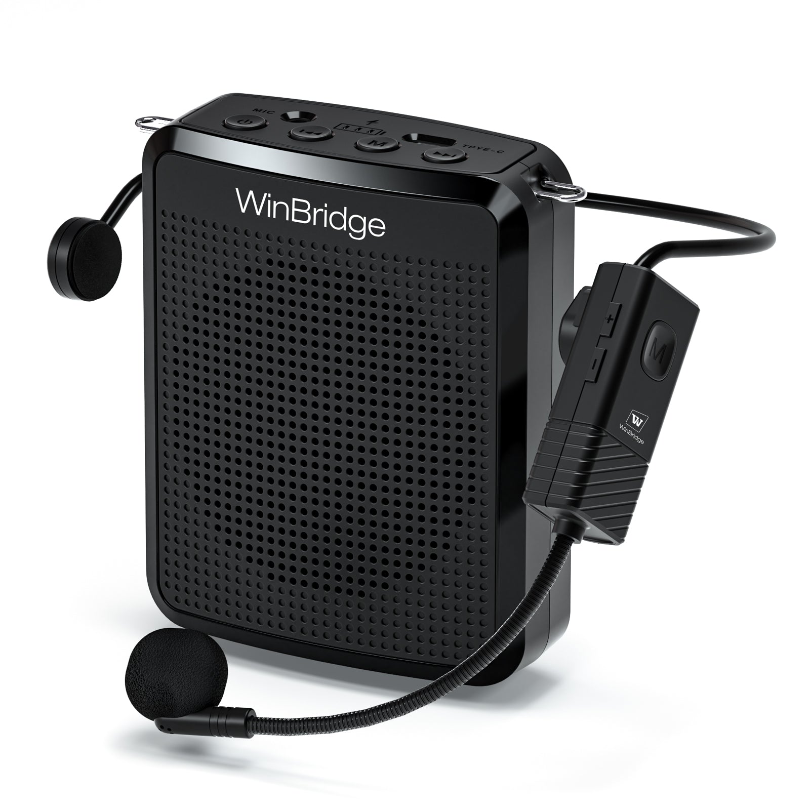 WinBridge WB008U Wireless Voice Amplifier UHF Microphone, Portable Speaker Microphone with Bluetooth, Personal Voice Enhancer Clear Original Sound, Small PA System for Teachers, Public Speaking - WinBridge