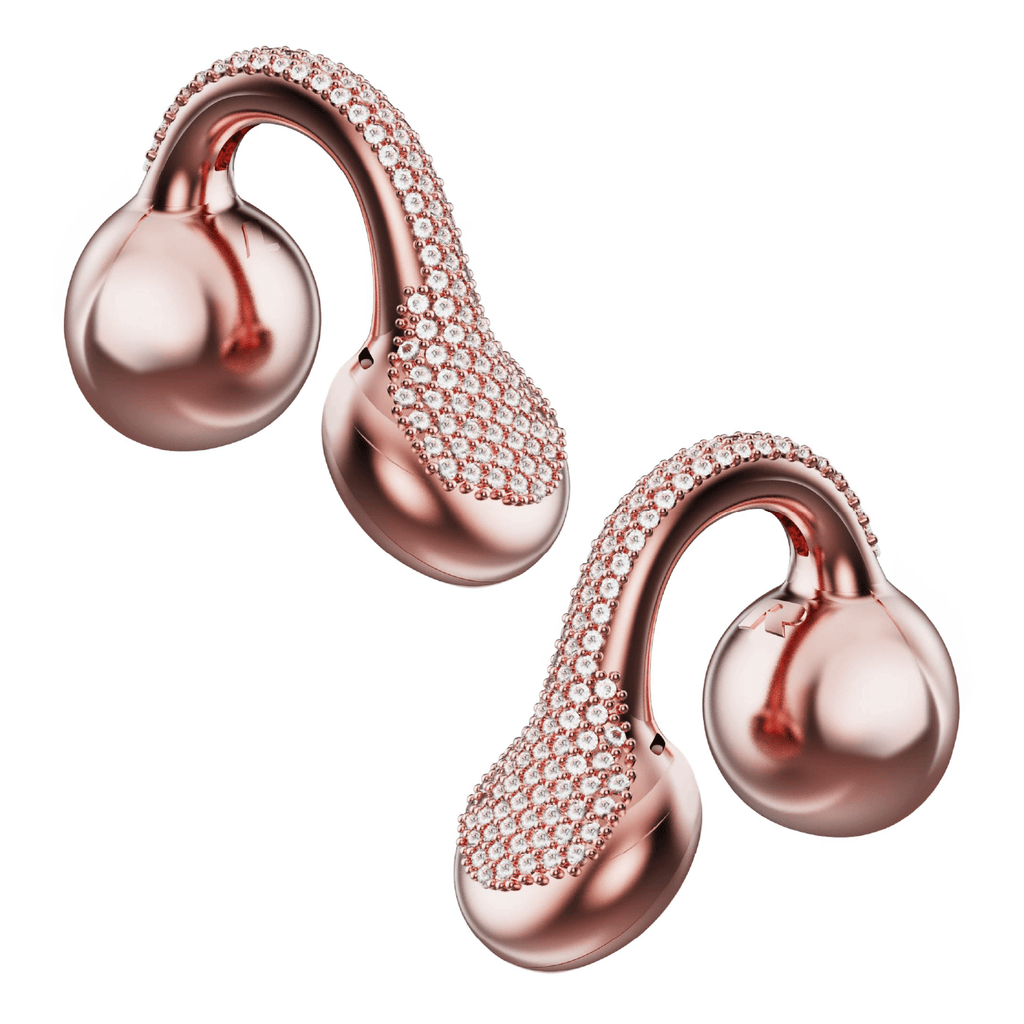 WinBridge Wireless Earbuds, Jewelry - Style Clip on Open Ear Headphones, Bluetooth 6.0, Earring Headphone for Women,Gift, Rose Gold - WinBridge