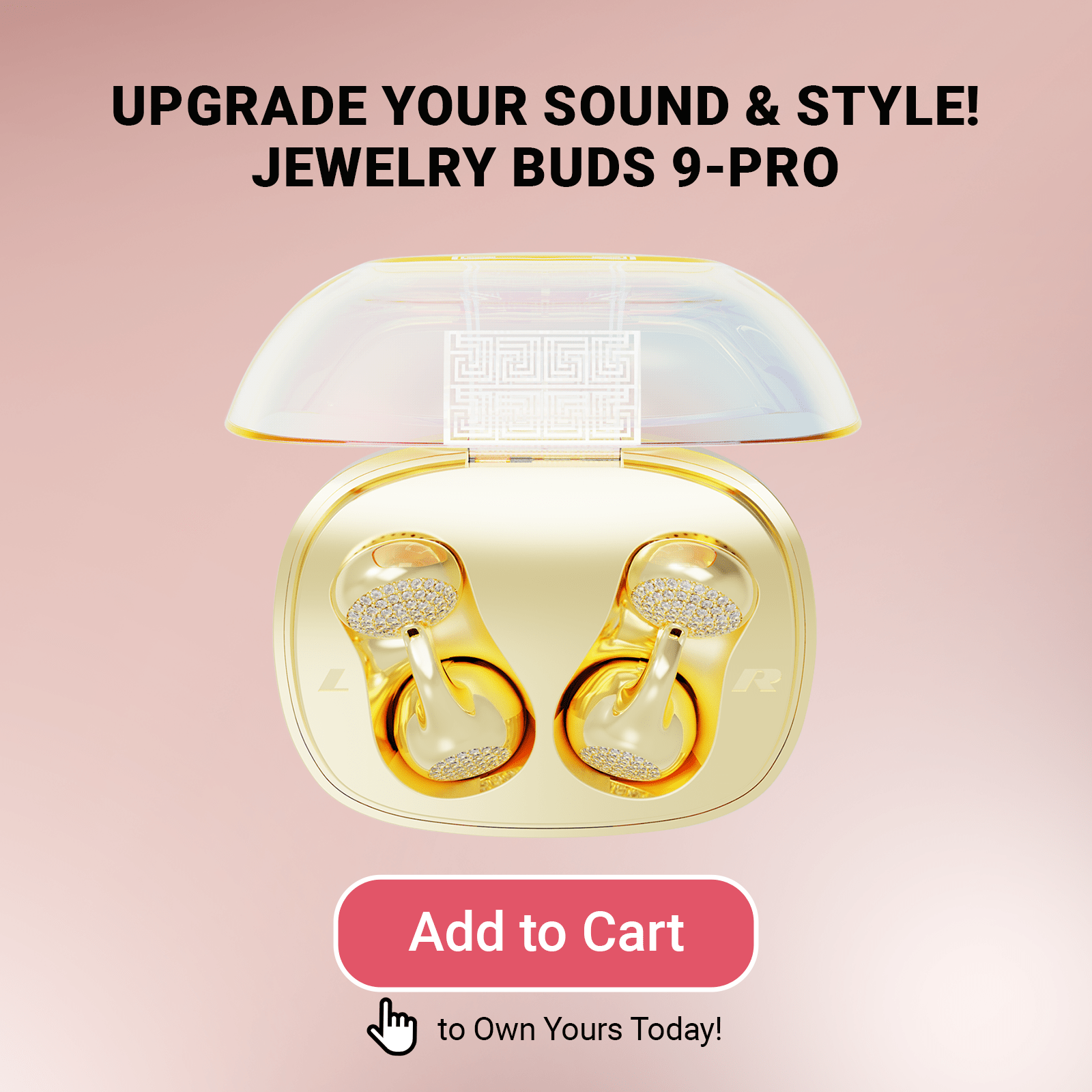 WinBridge Wireless Earbuds, Jewelry - Style Semi - Open Ear Headphones, Bluetooth 6.0, Elegant In - Ear Buds for Women, Gift, Rose Gold - WinBridge