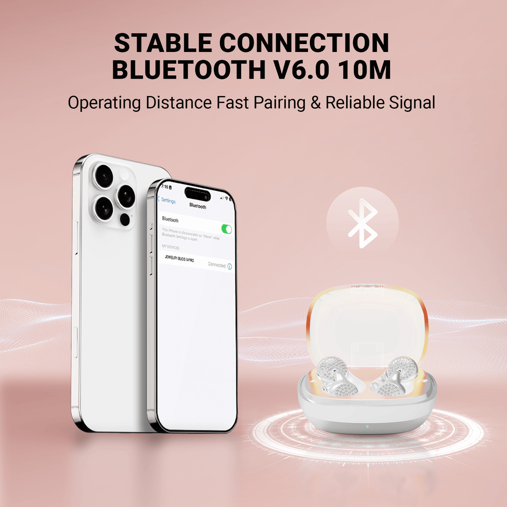 WinBridge Wireless Earbuds, Jewelry - Style Semi - Open Ear Headphones, Bluetooth 6.0, Elegant In - Ear Buds for Women, Gift, Rose Gold - WinBridge