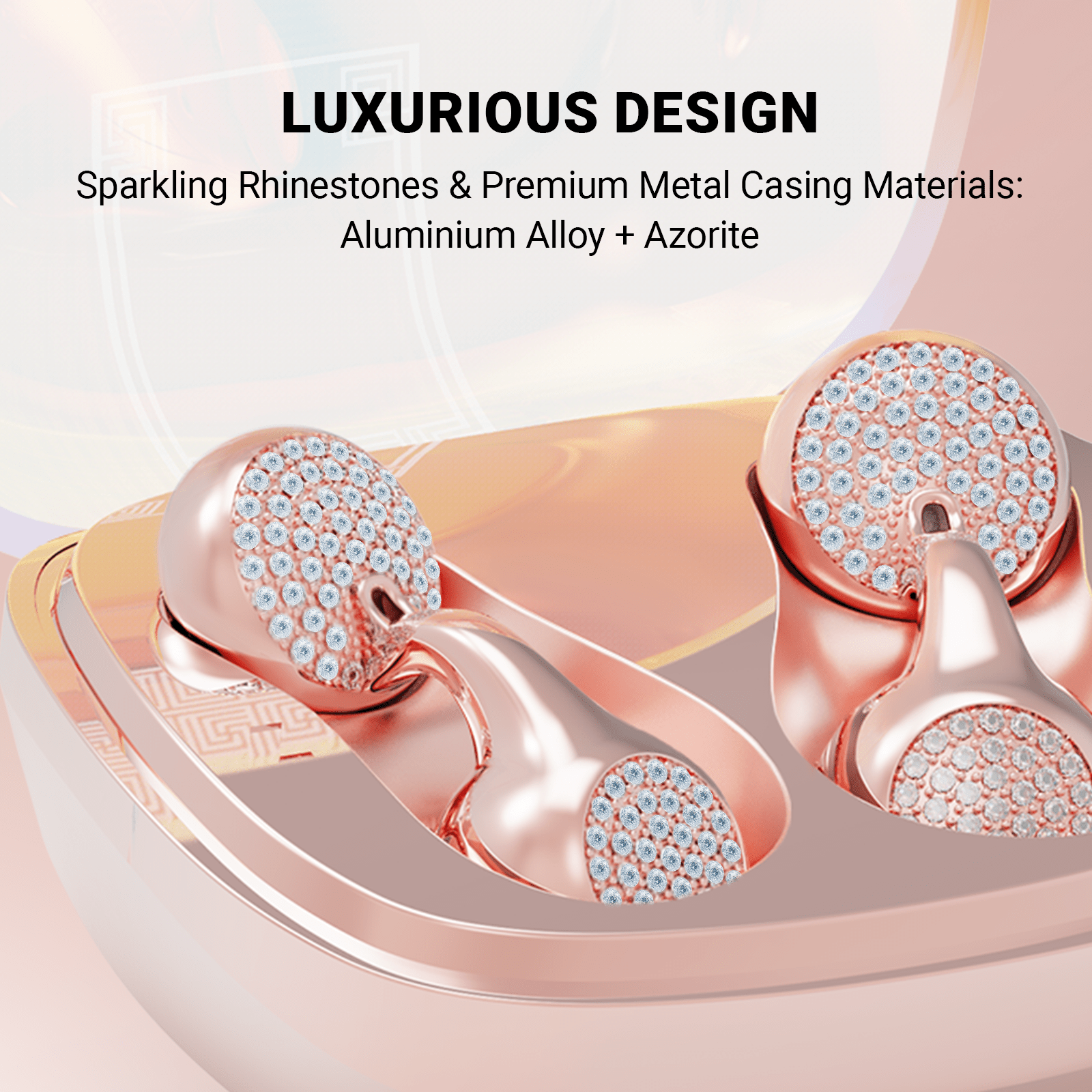 WinBridge Wireless Earbuds, Jewelry - Style Semi - Open Ear Headphones, Bluetooth 6.0, Elegant In - Ear Buds for Women, Gift, Rose Gold - WinBridge