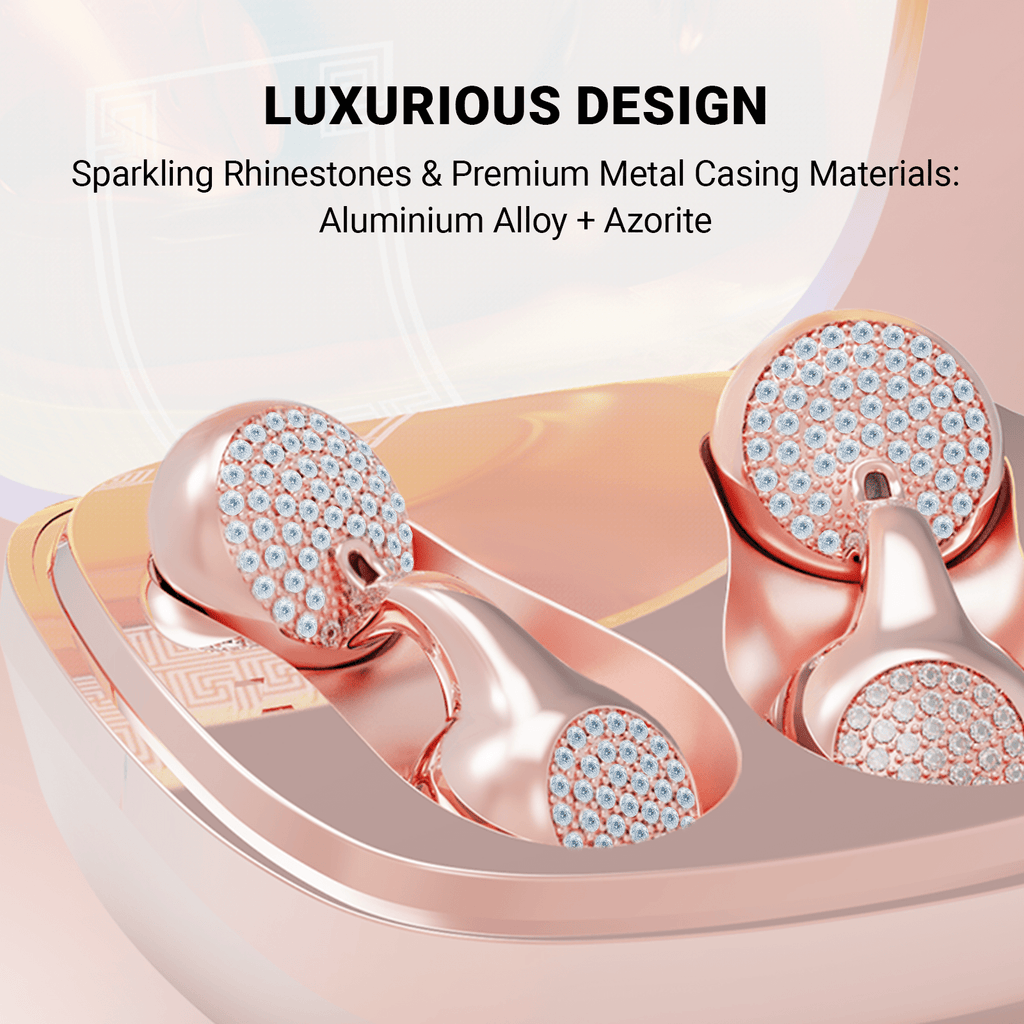 WinBridge Wireless Earbuds, Jewelry - Style Semi - Open Ear Headphones, Bluetooth 6.0, Elegant In - Ear Buds for Women, Gift, Rose Gold - WinBridge