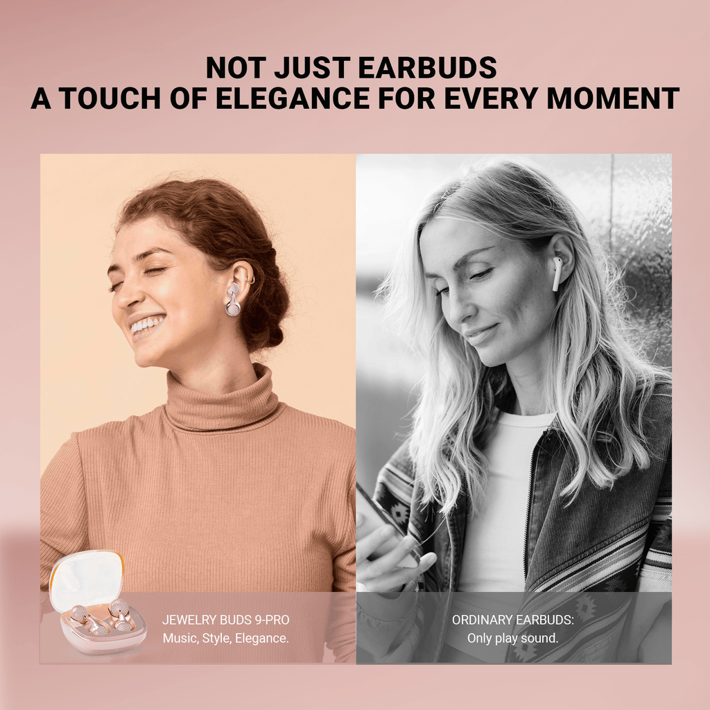 WinBridge Wireless Earbuds, Jewelry - Style Semi - Open Ear Headphones, Bluetooth 6.0, Elegant In - Ear Buds for Women, Gift, Rose Gold - WinBridge