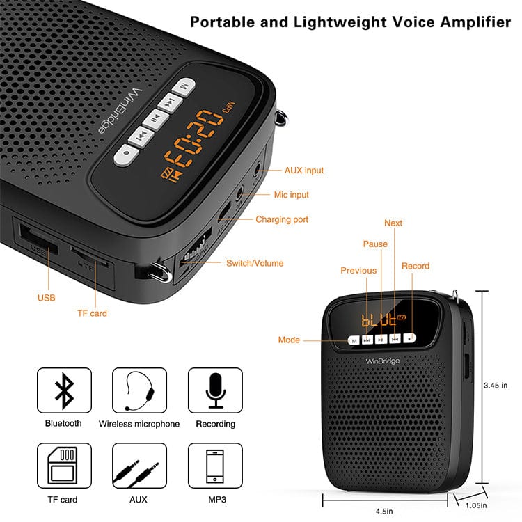 WinBridge S278 Portable Loudspeaker  Voice Amplifier  with Wireless Microphone