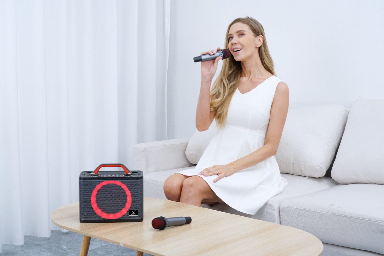WinBridge T8 Ultra-Portable Karaoke Speaker with Dual Wireless Bluetooth wireless Microphones