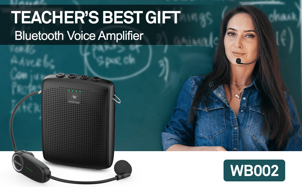 WinBridge WB002 Voice Amplifier Rechargeable with Wireless Headset Microphone
