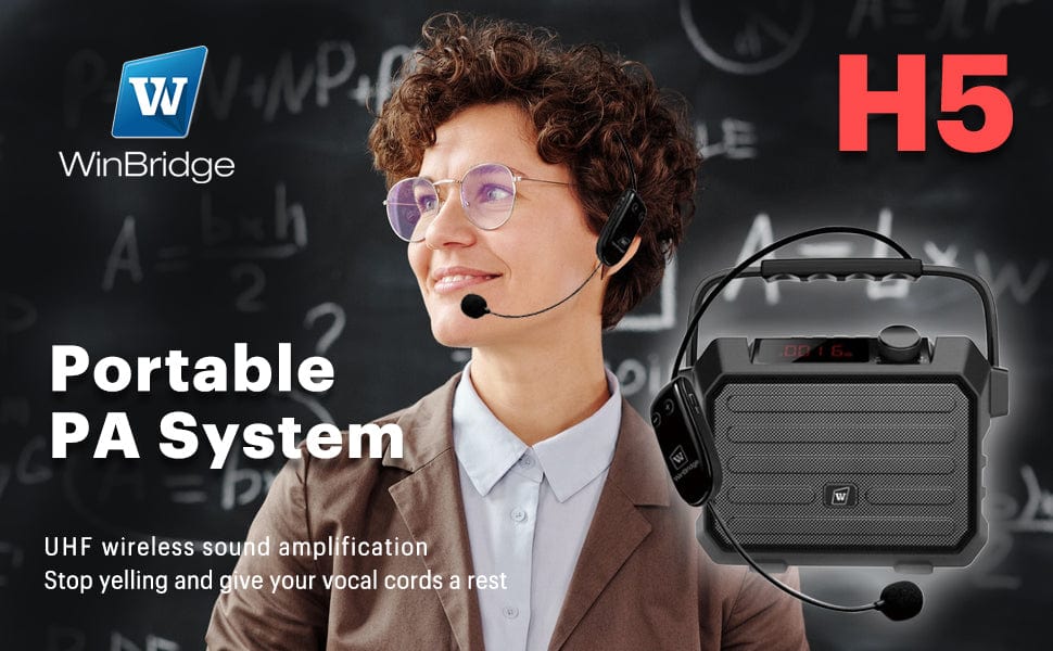 WinBridge H5 Portable PA System With UHF Wireless Headset Microphone 30W - WinBridge