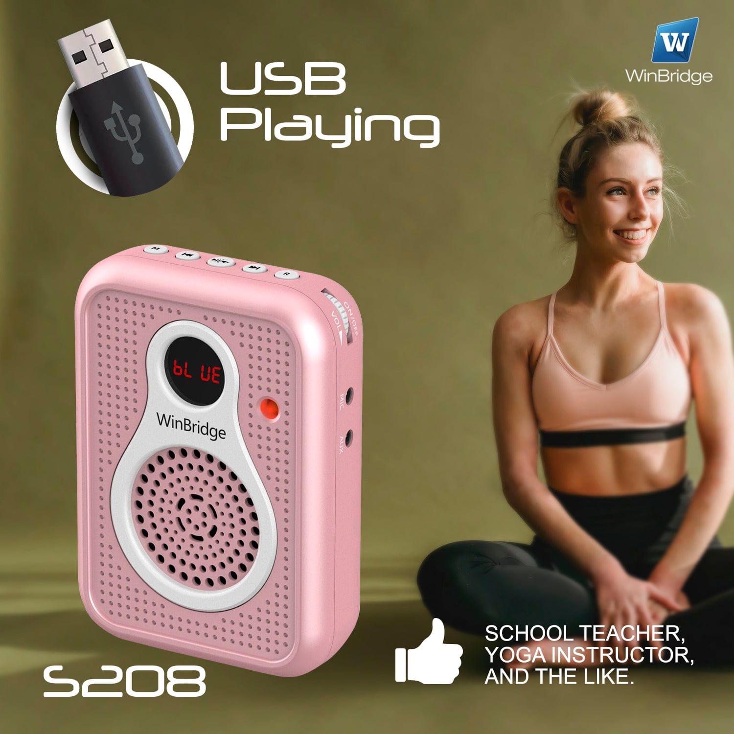 WinBridge S208 With Wired Microphone Headset 1800mAh Rechargeable Bluetooth Speaker - WinBridge